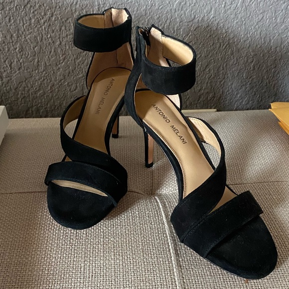 Black Suede ANTONIO MELANI Heels - Picture 1 of 6
